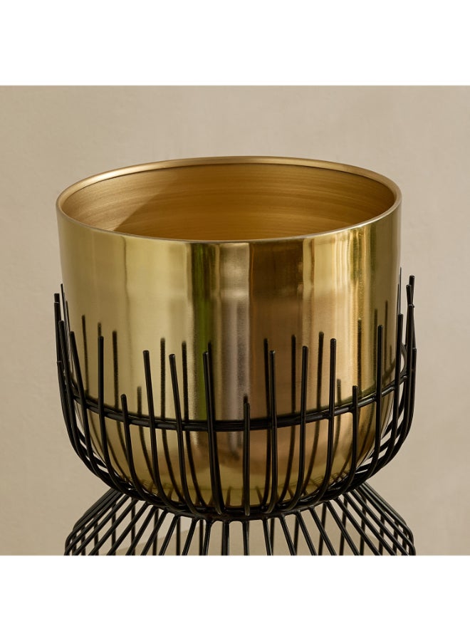 Home Box حامل نباتات معدني فاخر - ذهبي وأسود - Image 3